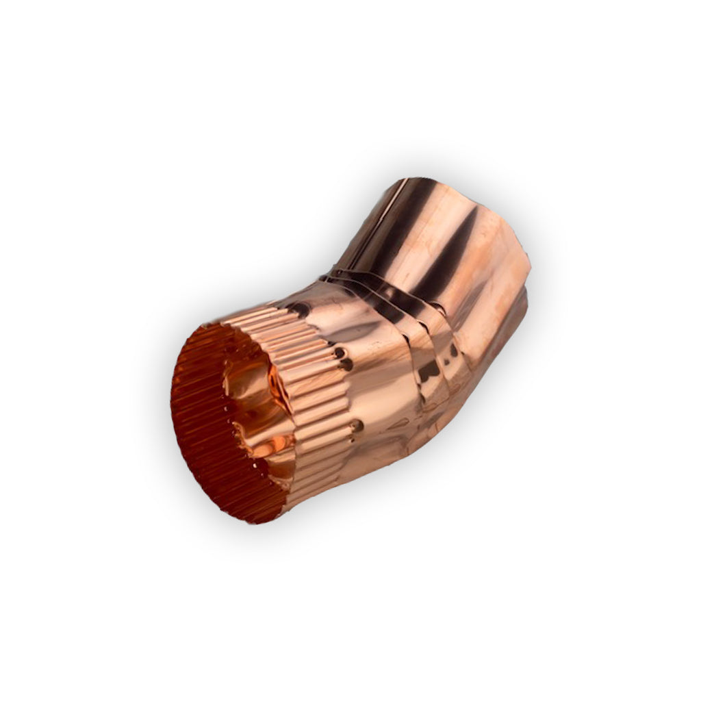 Copper Short Round 30° Corrugated Gutter Elbow 3" or 4"