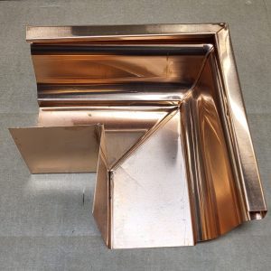 Copper Box Miter for K Style Gutters Available in 5" or 6"  Inside or Outside